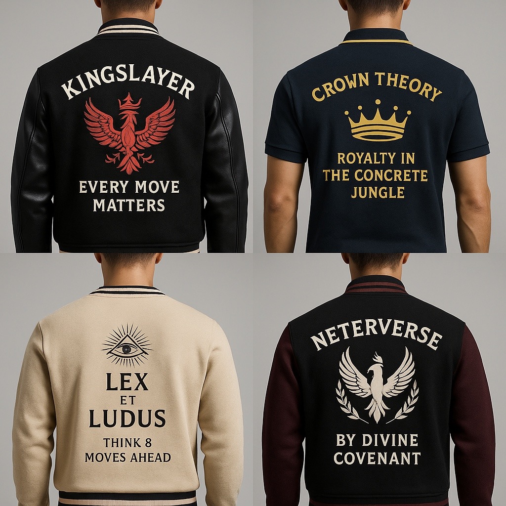 Sui Generis / Kingslayer / Crown Theory / Lex Et Ludus / Neterverse concept apparel and accessory board